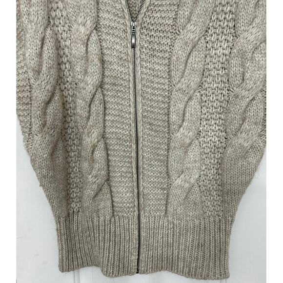 Elsamanda Anthropologie Beige Cable Knit Full Zip Alpaca Wool Sweater Vest Lrg - Picture 5 of 14